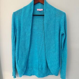 Lilly Pulitzer turquoise open front lightweight cardigan sweater size XS